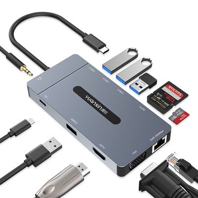 11 i 1 adapter med Ethernet
